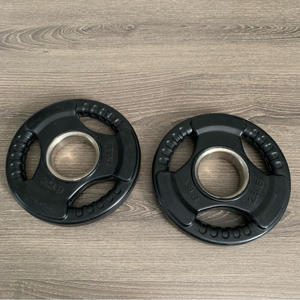 2” 2.5 Lb Pound Rubber Olympic Weight Plates Solid Cast Iron Barbell Pair/Set